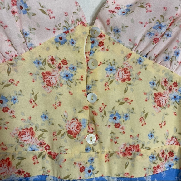 Jun & Ivy Patchwork Flower Silky Dress - Picture 7 of 16